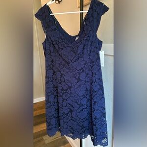Vince Camuto Deep Blue Lace Midi Dress